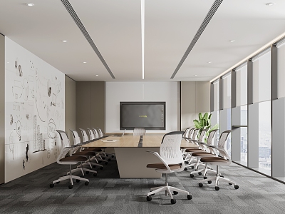 Meeting Room Conference Table Background Wall Small Conference Table model