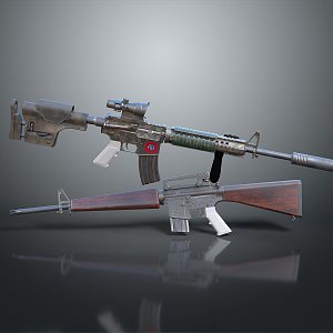 rifle semi-automatic rifle combat rifle battle rifle carbine war rifle attack rifle 3d model