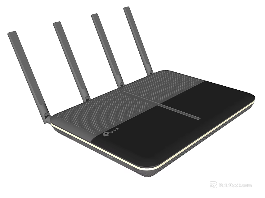 High Performance Wireless Router With Four Antennas And Black Textured Body 3d model 