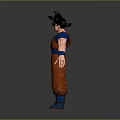 Anime Character Goku 3D Model With Orange Martial Arts Uniform And Spiky Black Hair