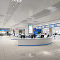 Spacious Bright Service Hall With Service Counters Computers Information Screens And Seating Area
