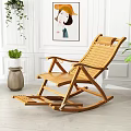 Comfortable Wooden Rocking Chair for Indoor Leisure with Green Plant and Wall Art