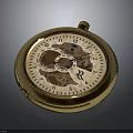 Golden Vintage Mechanical Pocket Watch With Transparent Dial And Gear Mechanism