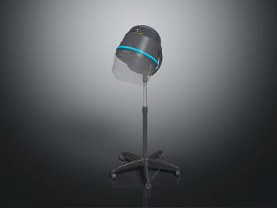Protective Medical Head Shield With Blue Light Strip On Wheeled Stand 3d model
