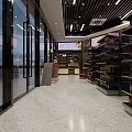 Modern Supermarket Interior With Open Shelves Product Display And Lighting