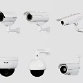 White Surveillance Cameras Different Models Dome And Bullet Types For Security 3d model