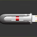 Sleek Metallic USB Flash Drive With Red Slider And USB Connector Design