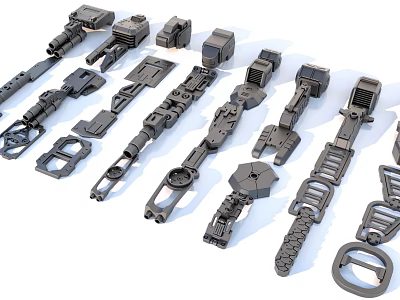 Industrial Equipment Mechanical Parts Including Metal Chains Connectors And Machinery Components 3d model