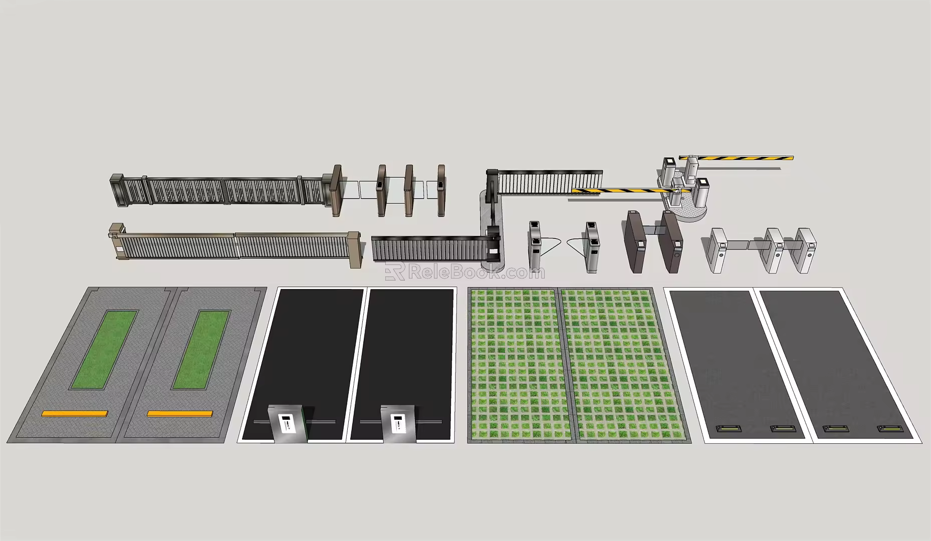 Modern gate access control gate system 3d model