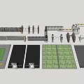 Modern gate access control gate system 3d model