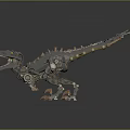 Mechanical Dinosaur Robot Character With Metal Structure And Mechanical Parts