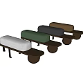 Modern Sofa Bench With Fabric Cushions Wooden Frame Metal Legs Green Beige Colors