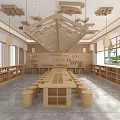 New Chinese-style handmade classroom handmade tools display cabinet handmade table and chair combination 3d model