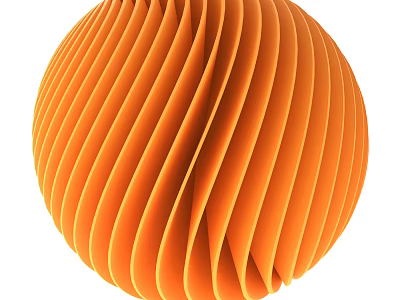 Elegant Orange Spherical Decorative Ornament Set With Wavy Folded Texture 3d model
