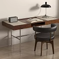 Middle style desk and chair combination 3d model