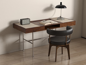 Middle style desk and chair combination 3d model