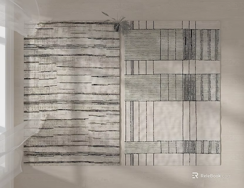 Modern Contemporary Square Rug With Abstract Geometric Patterns And Soft Neutral Tones 3d model