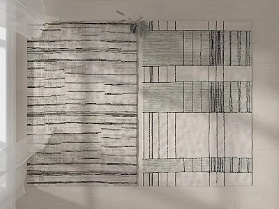 Modern Contemporary Square Rug With Abstract Geometric Patterns And Soft Neutral Tones 3d model