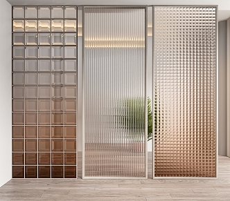 Modern partition glass screen partition combination 3d model