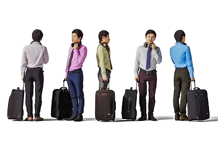 Asian Professional Male Asian Business Person Luggage Travel Man 3d model