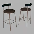 Modern Bar Chair Bar Stool Low Stool Backrest Bar Stool 3d model