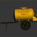 Yellow Fuel Tank Trailer Functional Vehicle Featuring Metal Structure And Wheels