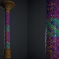 Decorative Stone Pillar With Purple And Blue Intricate Patterns On White Base And Top Design