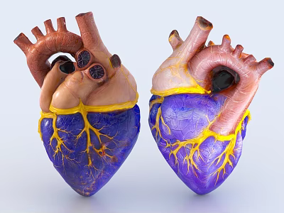 Chest Organ Human Heart Anatomical Model Blue Purple Vascular System Chambers 3d model