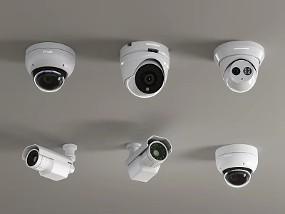 Ceiling Mounted Security Surveillance Cameras With Various Types And Designs For Indoor Protection 3d model
