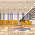 Basketball Hall Badminton Hall Gymnasium Indoor Basketball Court 3d model