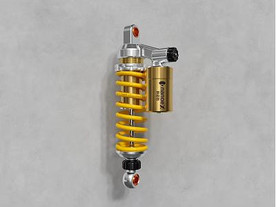 Smart Machine Shock Absorber With Yellow Spring And Golden Components 3d model