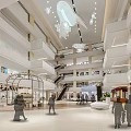 Spacious Modern Shopping Mall Atrium With Multi Level Escalators And Central Display Area 3d model