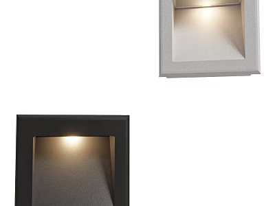Modern White and Black Square Wall Sconces with Recessed Design and Warm Lighting 3d model