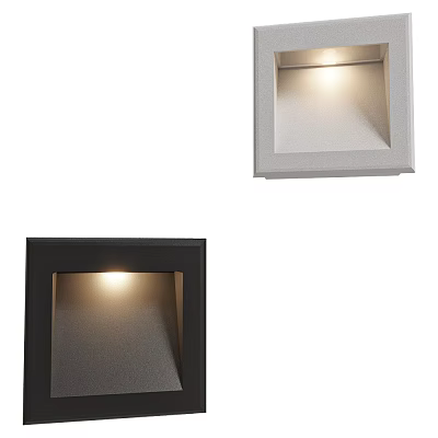 Modern White and Black Square Wall Sconces with Recessed Design and Warm Lighting 3d model