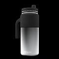 Stylish TREASURE Stainless Steel Tumbler With Silver Body Black Lid And Handle