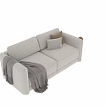 Modern Two Seater Sofas Light Beige And Warm Brown With Cozy Blankets Soft Pillows 3d model