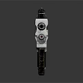 Futuristic Sci Fi Gun Design With Black White Metal Structure Grip Barrel and Technological Details