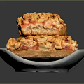 Crunchy Golden Baked Snacks With Granular Surface Stacked On White Plate