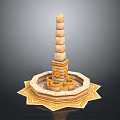 Decorative Household Ornament With Layered Pillar Star Shaped Base Chain Accents And Stone Like Material