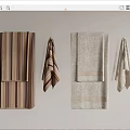 Soft Cotton Striped Plain Towels In Brown Beige Folded And Hanging Design