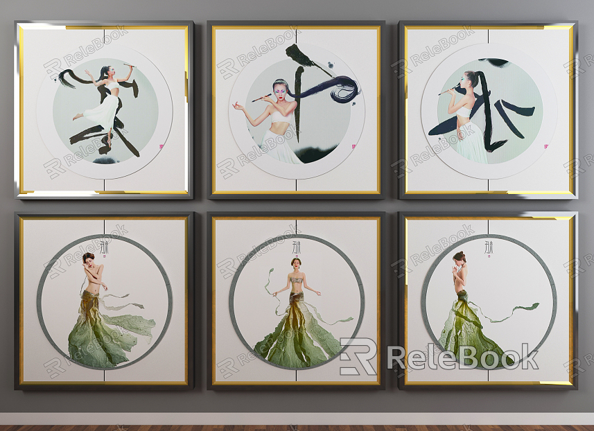 New Chinese Figure Hanging Painting model