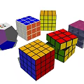Colorful Rubik's Cubes Collection With Different Shapes And Color Patterns