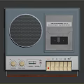 Vintage Computer Peripheral Featuring Light Blue Casing Speaker Grill And Control Buttons