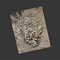 Square Archaeological Excavation Site with Dirt Ground and Scattered Stones