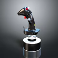 Black Ergonomic Control Device With Silver Base Red Button And Knobs 3d model
