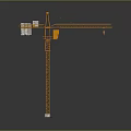 Orange Tower Crane With Tall Structure Boom And Cab Against Gray Background 3d model