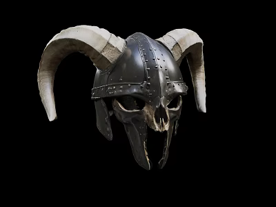 Black Metal Viking Hat With Large Curved Horns And Metal Rivet Details 3d model Black Metal Viking Hat With Large Curved Horns And Metal Rivet Details 3d model