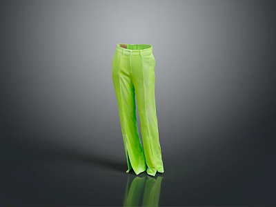 Vibrant Green Wide Leg Pants With High Waist And Stitch Details 3d model