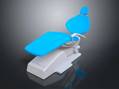 Blue Cushioned Dental Chair With White Base And Adjustable Features 3d model