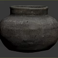 Ancient Clay Pot Sculpture Carving With Red White Marks And Detailed Texture